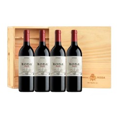 Wooden box with 4 bottles of Roda Reserva 2016